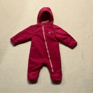Carhartt Pink Baby Infant Girl Quick Duck Coveralls Snowsuit Bunting Sz 12 Month